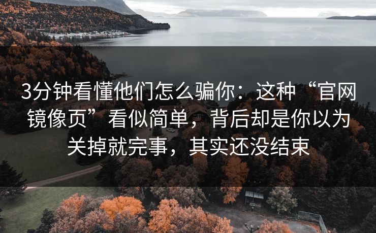 3分钟看懂他们怎么骗你：这种“官网镜像页”看似简单，背后却是你以为关掉就完事，其实还没结束