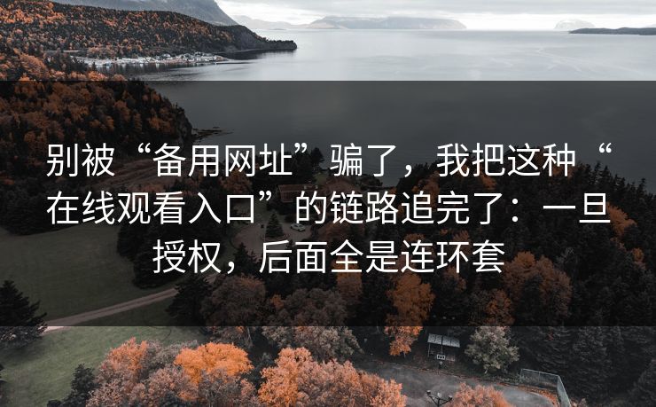 别被“备用网址”骗了，我把这种“在线观看入口”的链路追完了：一旦授权，后面全是连环套