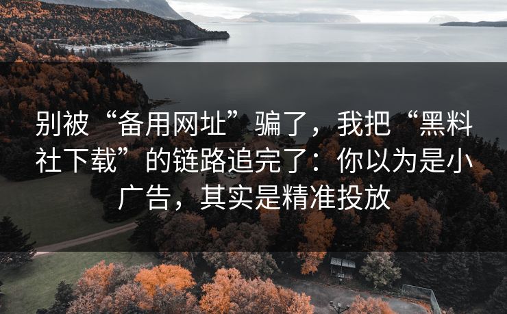 别被“备用网址”骗了，我把“黑料社下载”的链路追完了：你以为是小广告，其实是精准投放