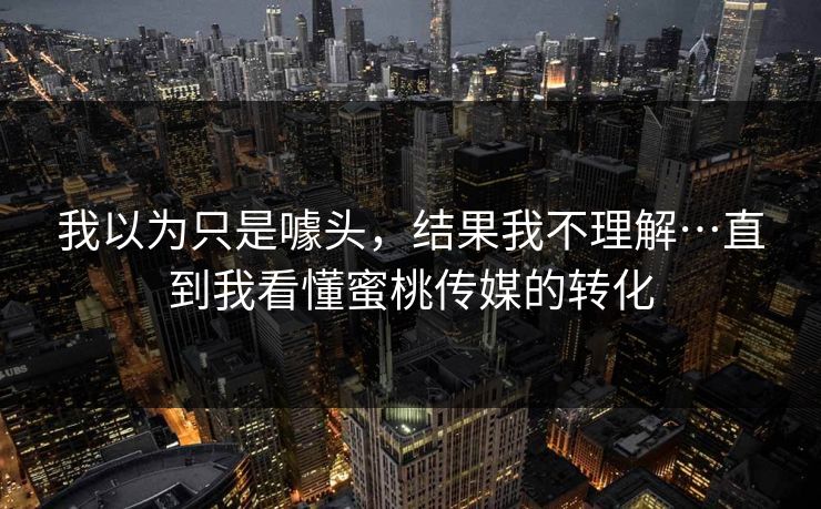 我以为只是噱头，结果我不理解…直到我看懂蜜桃传媒的转化