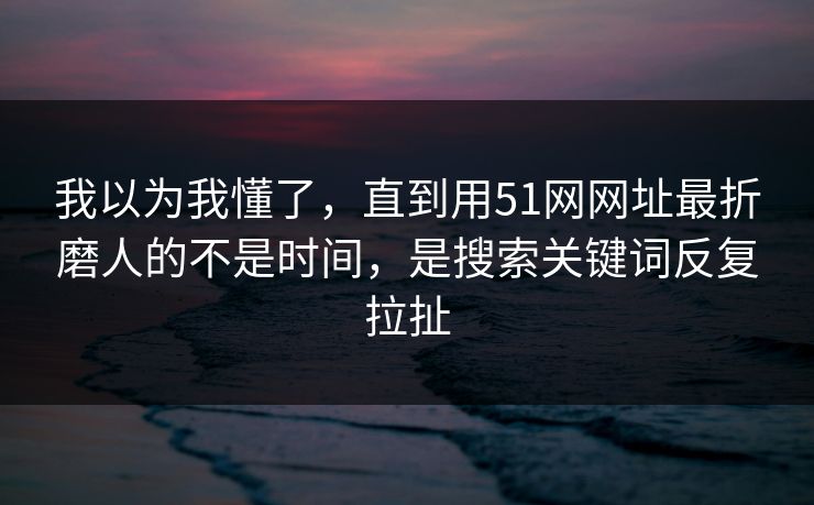 我以为我懂了，直到用51网网址最折磨人的不是时间，是搜索关键词反复拉扯